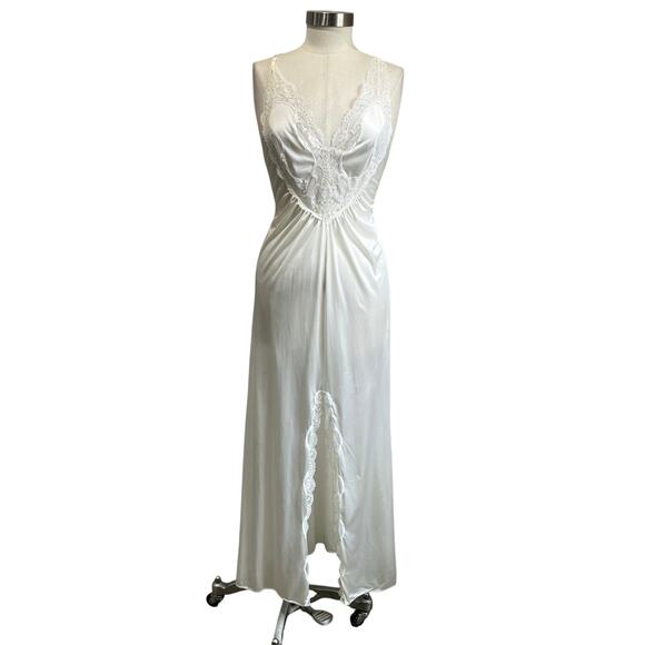 Kayser Vintage White Lace Full Slip Nightgown Dress Bridal Lingerie Y2K M - Picture 2 of 10